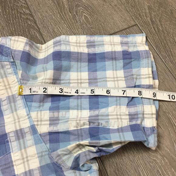 MK Mountain Khakis 100% cotton Blue White Plaid Button up Shirt Mens XL - Picture 4 of 8